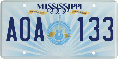 MS license plate AOA133