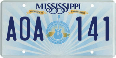 MS license plate AOA141