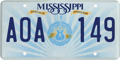 MS license plate AOA149