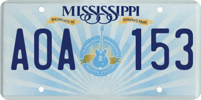 MS license plate AOA153