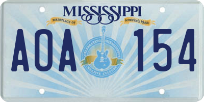 MS license plate AOA154