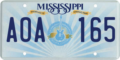 MS license plate AOA165