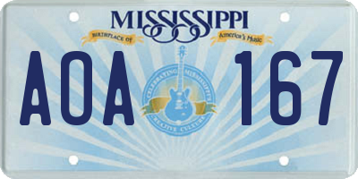 MS license plate AOA167
