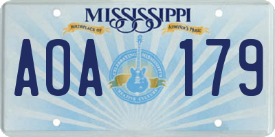 MS license plate AOA179