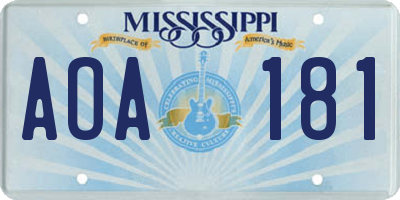 MS license plate AOA181