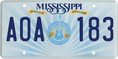 MS license plate AOA183