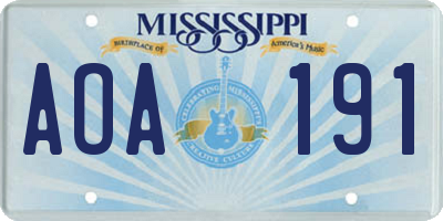 MS license plate AOA191