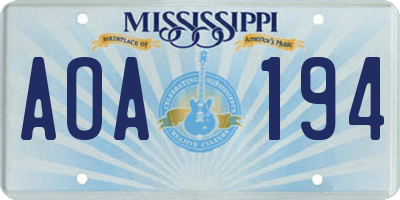 MS license plate AOA194