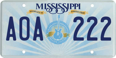 MS license plate AOA222