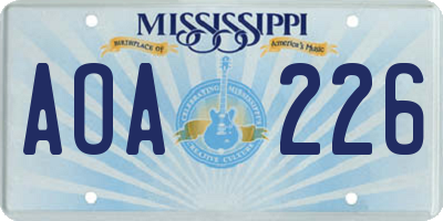 MS license plate AOA226