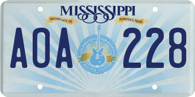MS license plate AOA228