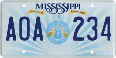 MS license plate AOA234
