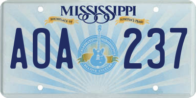 MS license plate AOA237