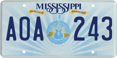 MS license plate AOA243