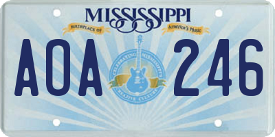 MS license plate AOA246