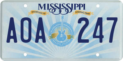 MS license plate AOA247