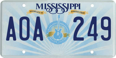 MS license plate AOA249