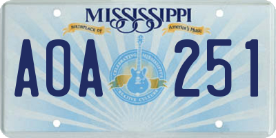 MS license plate AOA251
