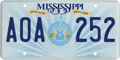 MS license plate AOA252