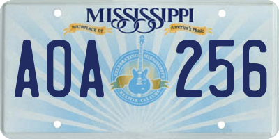 MS license plate AOA256