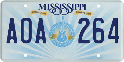 MS license plate AOA264