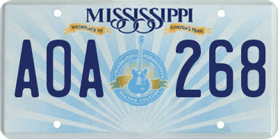 MS license plate AOA268