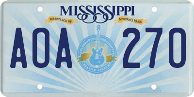 MS license plate AOA270