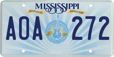 MS license plate AOA272