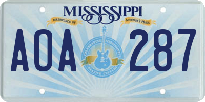 MS license plate AOA287