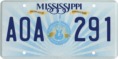 MS license plate AOA291