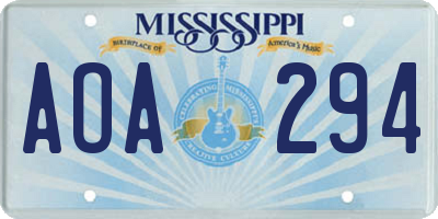 MS license plate AOA294