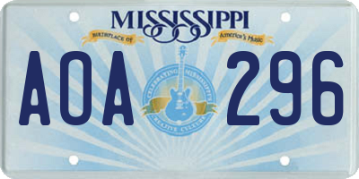 MS license plate AOA296