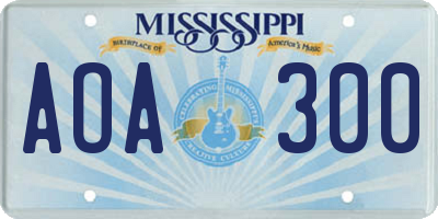 MS license plate AOA300
