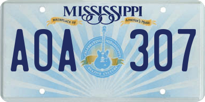 MS license plate AOA307