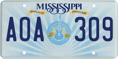 MS license plate AOA309