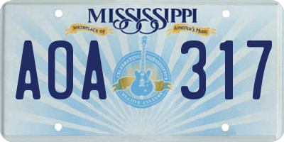 MS license plate AOA317
