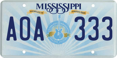 MS license plate AOA333