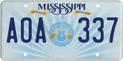 MS license plate AOA337