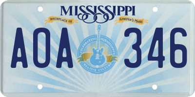 MS license plate AOA346