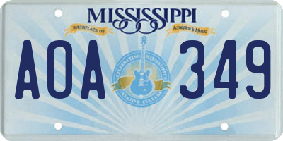 MS license plate AOA349