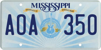 MS license plate AOA350