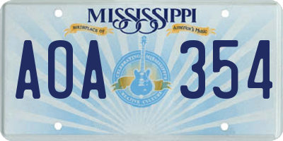 MS license plate AOA354