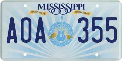 MS license plate AOA355