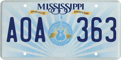 MS license plate AOA363