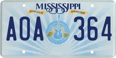 MS license plate AOA364