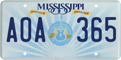 MS license plate AOA365