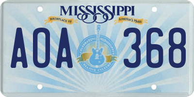 MS license plate AOA368