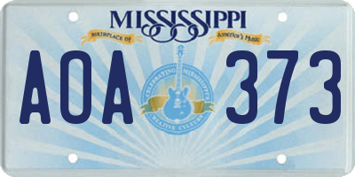 MS license plate AOA373