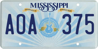 MS license plate AOA375