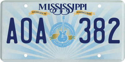 MS license plate AOA382
